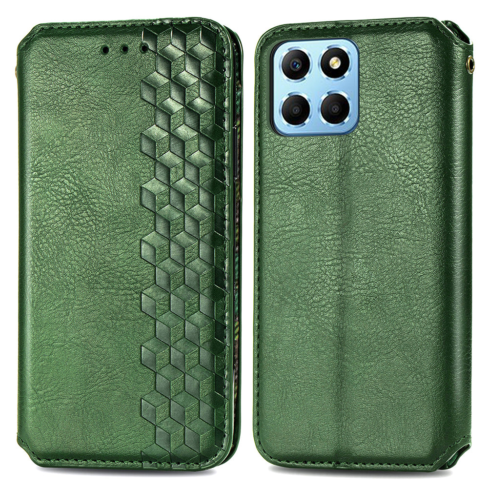 Anti-fall Phone Case For Honor X8 5G Flip Leather Wallet Cover Stand Imprinting Rhombus Magnetic Phone Case Anti-fall Phone Case For Honor X8 5G Flip Leather Wallet Cover Stand Imprinting Rhombus Magnetic Phone Case